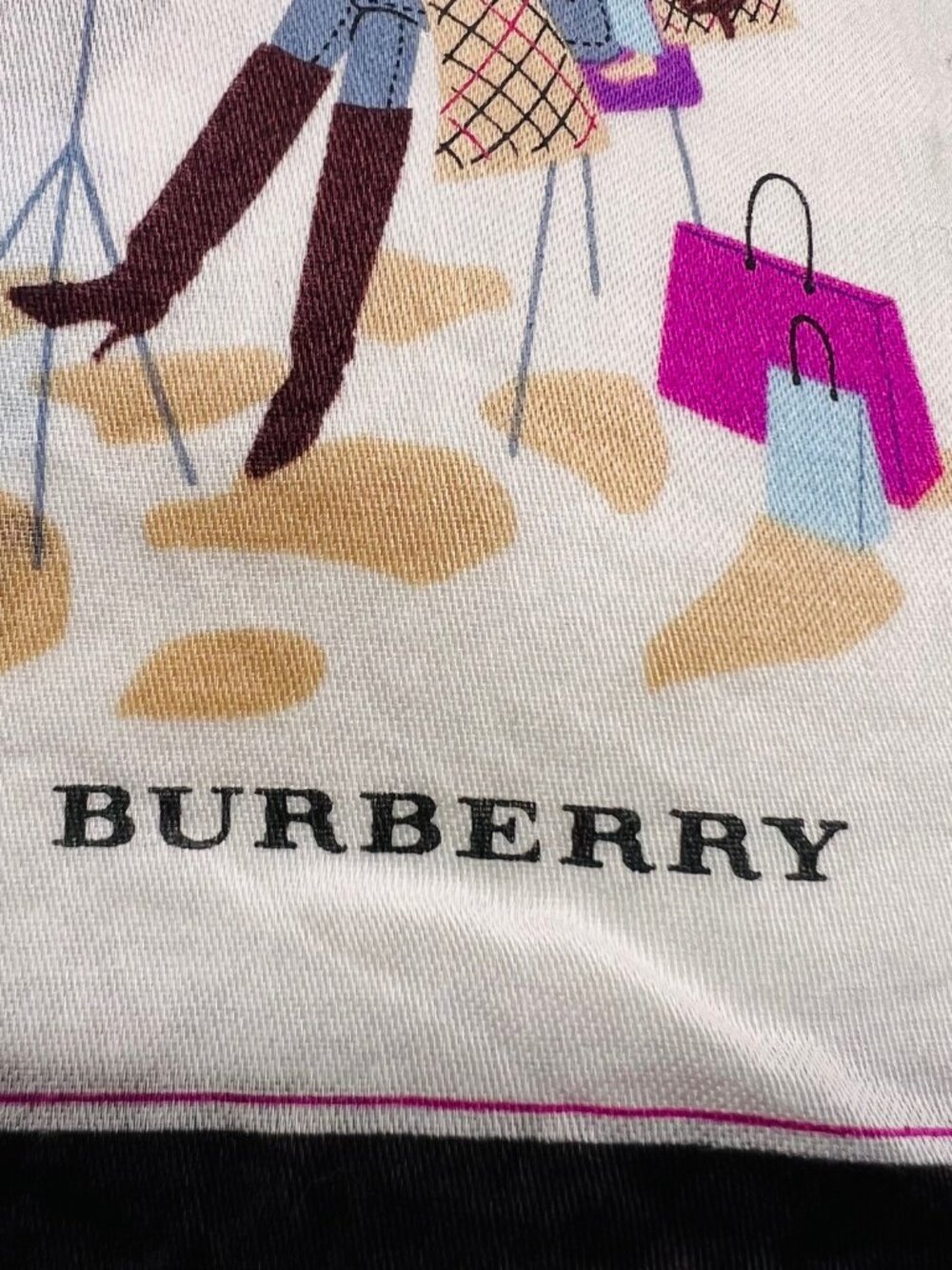 Burberrys Neck-kerchief 19.5" cotton ligh green ivery putplr dogs and lady(85 - Picture 6 of 11